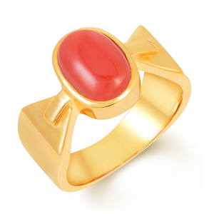 Red coral gold ring